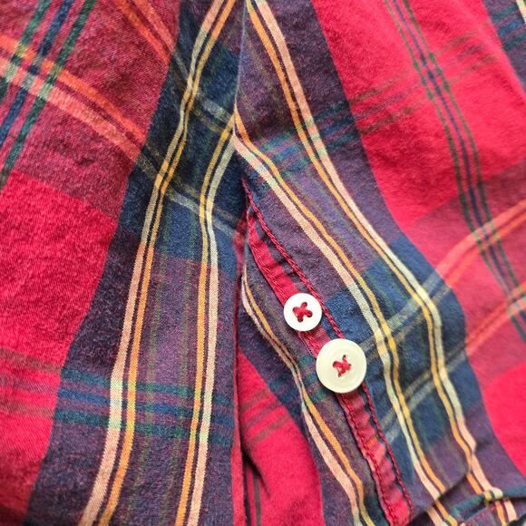 Abercrombie & Fitch Men's Red Plaid Button Up Long Sleeve Preppy Shirt XL - Picture 6 of 9